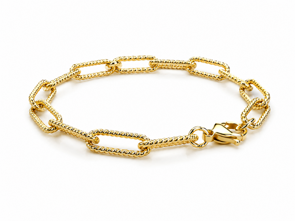 Bracciale in oro giallo a maglia ovale ritorta