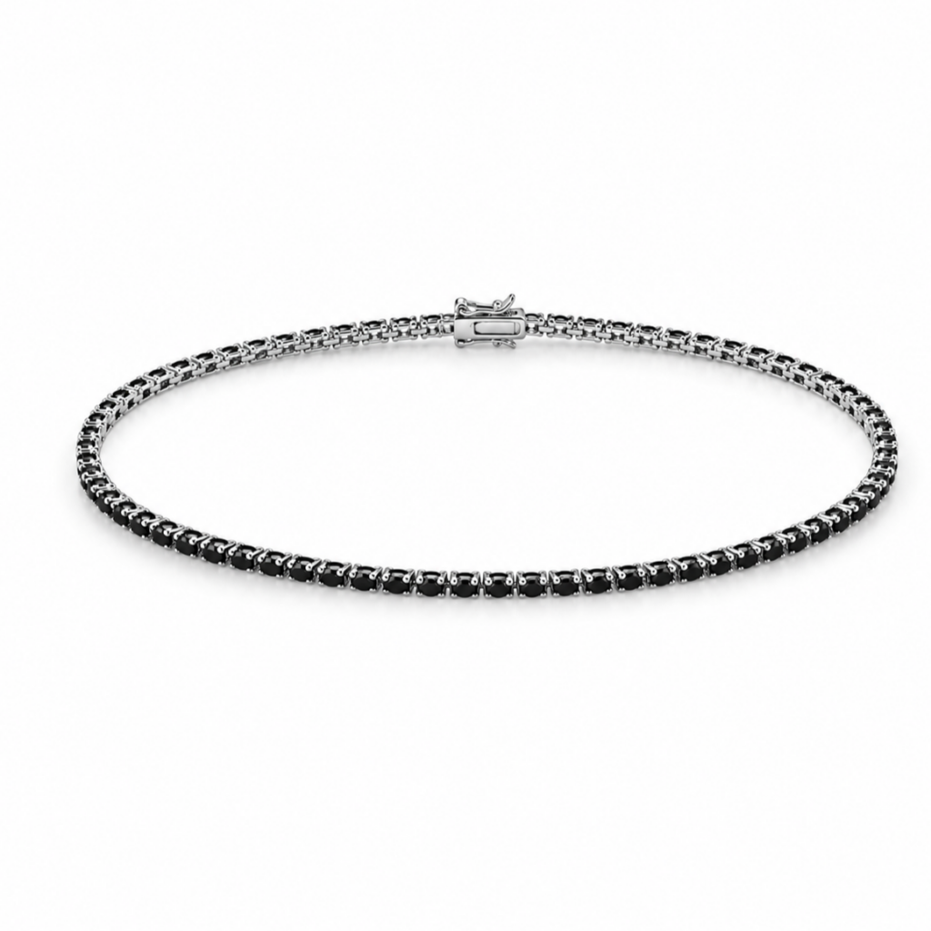 Bracciale Tennis oro bianco con diamanti bianchi e neri