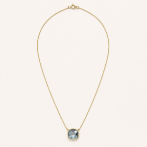Collana Girocollo Donna in Argento con zircone azzurro quadrato