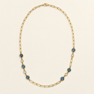 Collana Donna in argento dorato con zirconi blu e bianchi double face